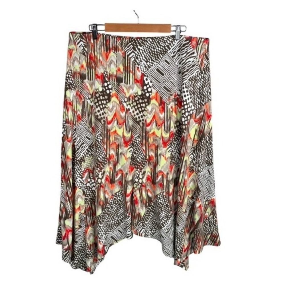Chico's Handkerchief Hem Skirt Women 3 Abstract Indie Boho Lagenlook Stretch‎